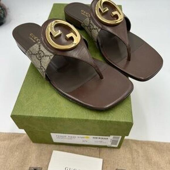 Women's Gucci, Blondie, thong sandals, GG Supreme size 37.5 made in Italy - Picture 7 of 12